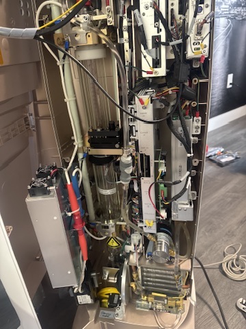Internal laser components being diagnosed
